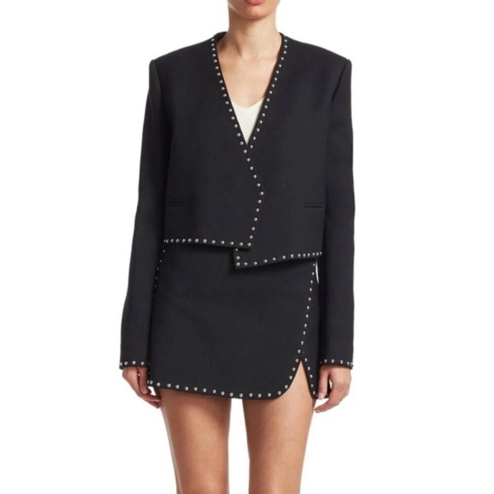 Helmut Lang Womens Studded Blazer Jacket Black 12